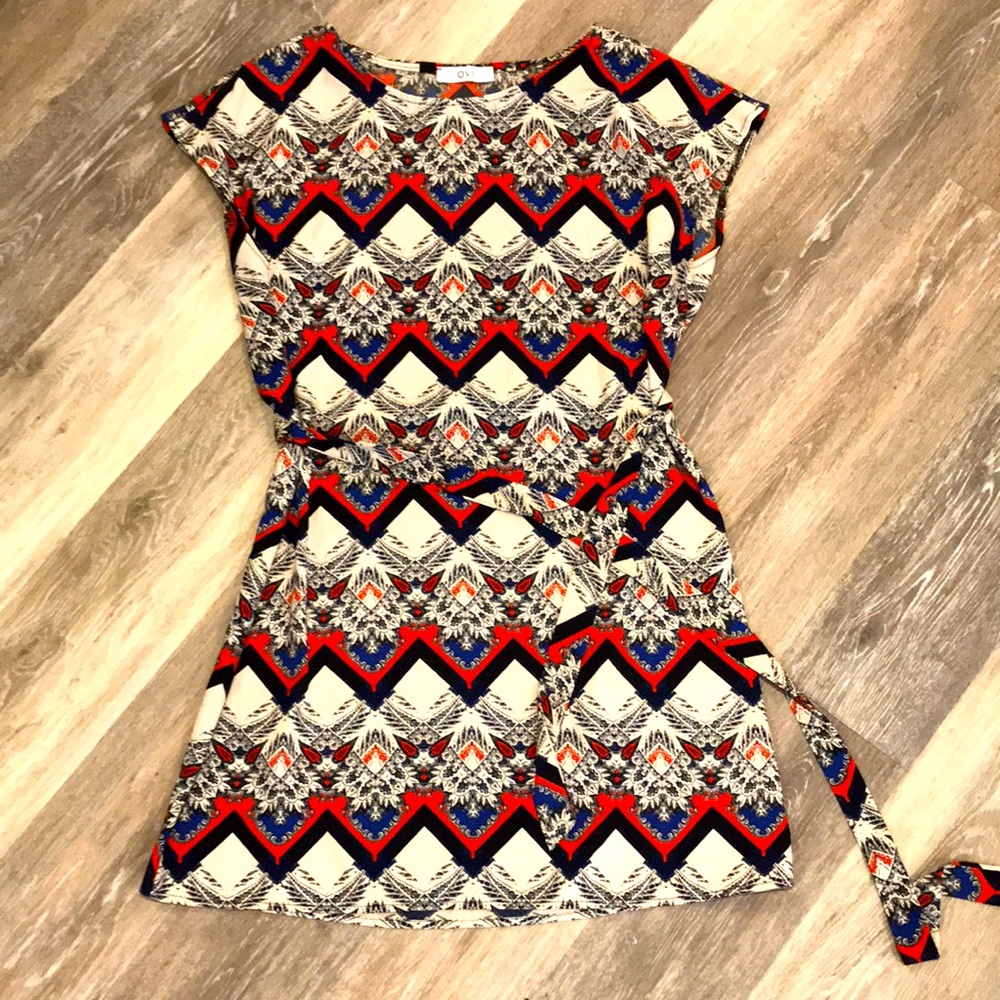 Ovi juniors size L print dress w removable belt